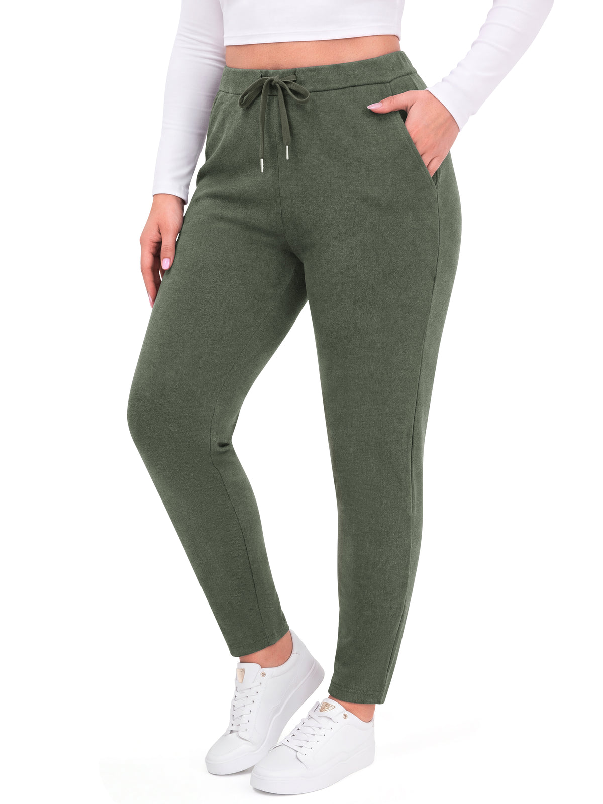 WellSize Plus Size Sweatpants for Women Fall Casual High Waisted Lounge Pants Athletic Drawstring Joggers with Pockets