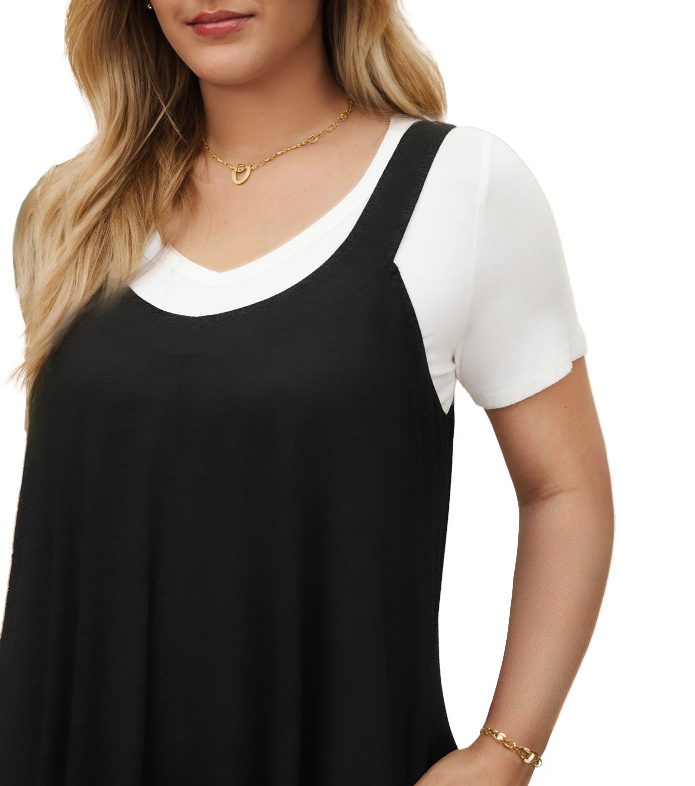 WellSize Plus Size Jumpsuits for Women Adjustable Straps Loose Overalls Long Rompers With Pockets