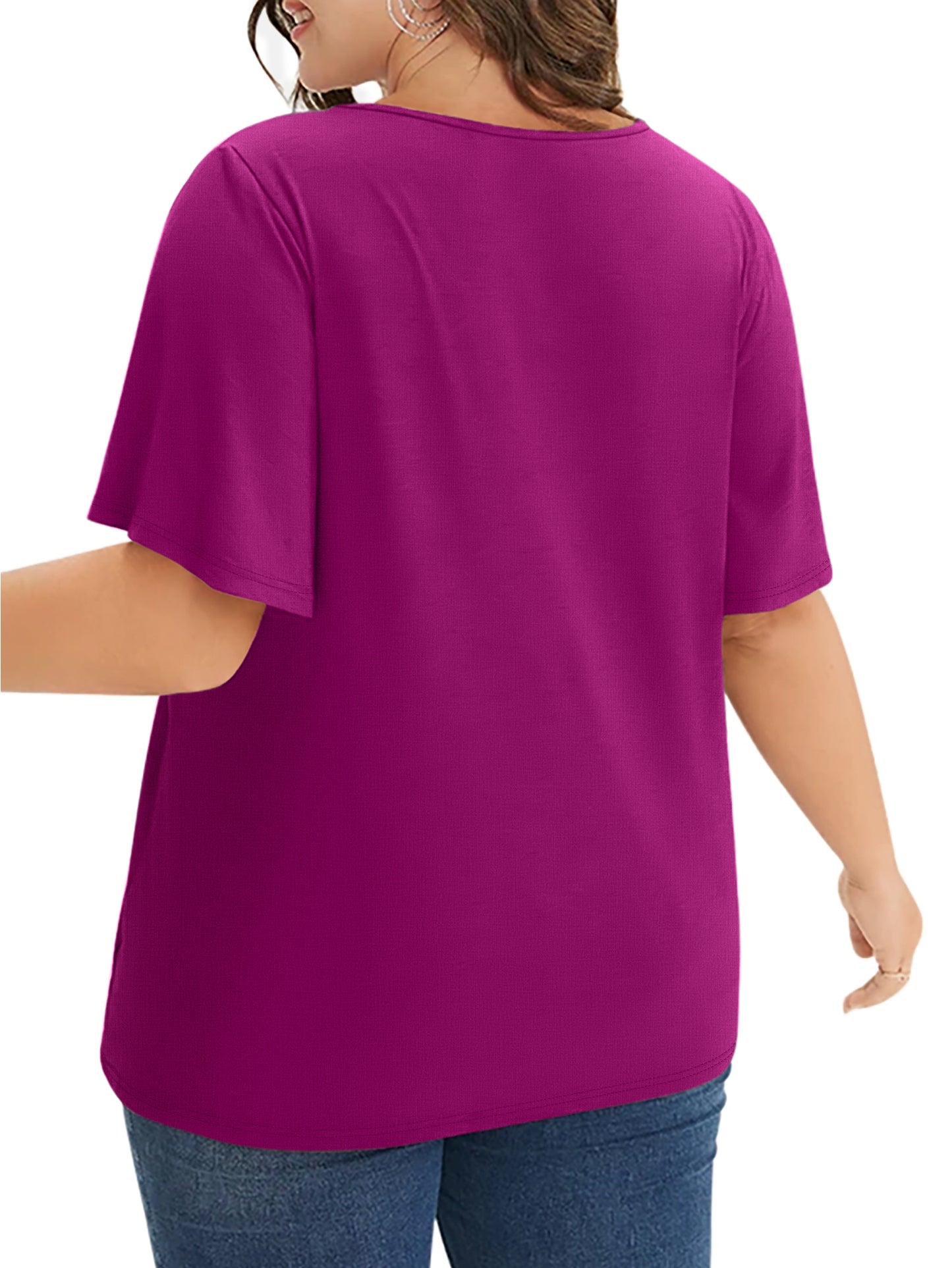 WellSize Women Plus Size Tops Dressy Lace V Neck Shirts Casaul Short Sleeve Tunic Blouses