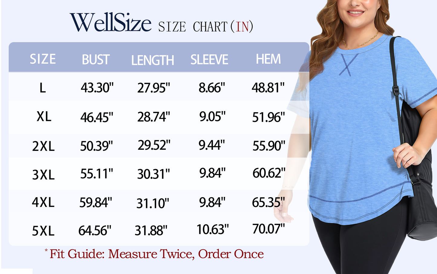 WellSize Womens Plus size Tops Curved Hem Summer Short Sleeve Shirts Loose Casual Tunic Tee
