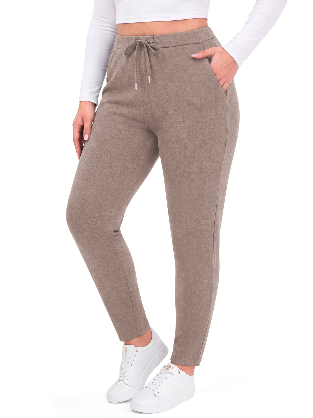 WellSize Plus Size Sweatpants for Women Fall Casual High Waisted Lounge Pants Athletic Drawstring Joggers with Pockets