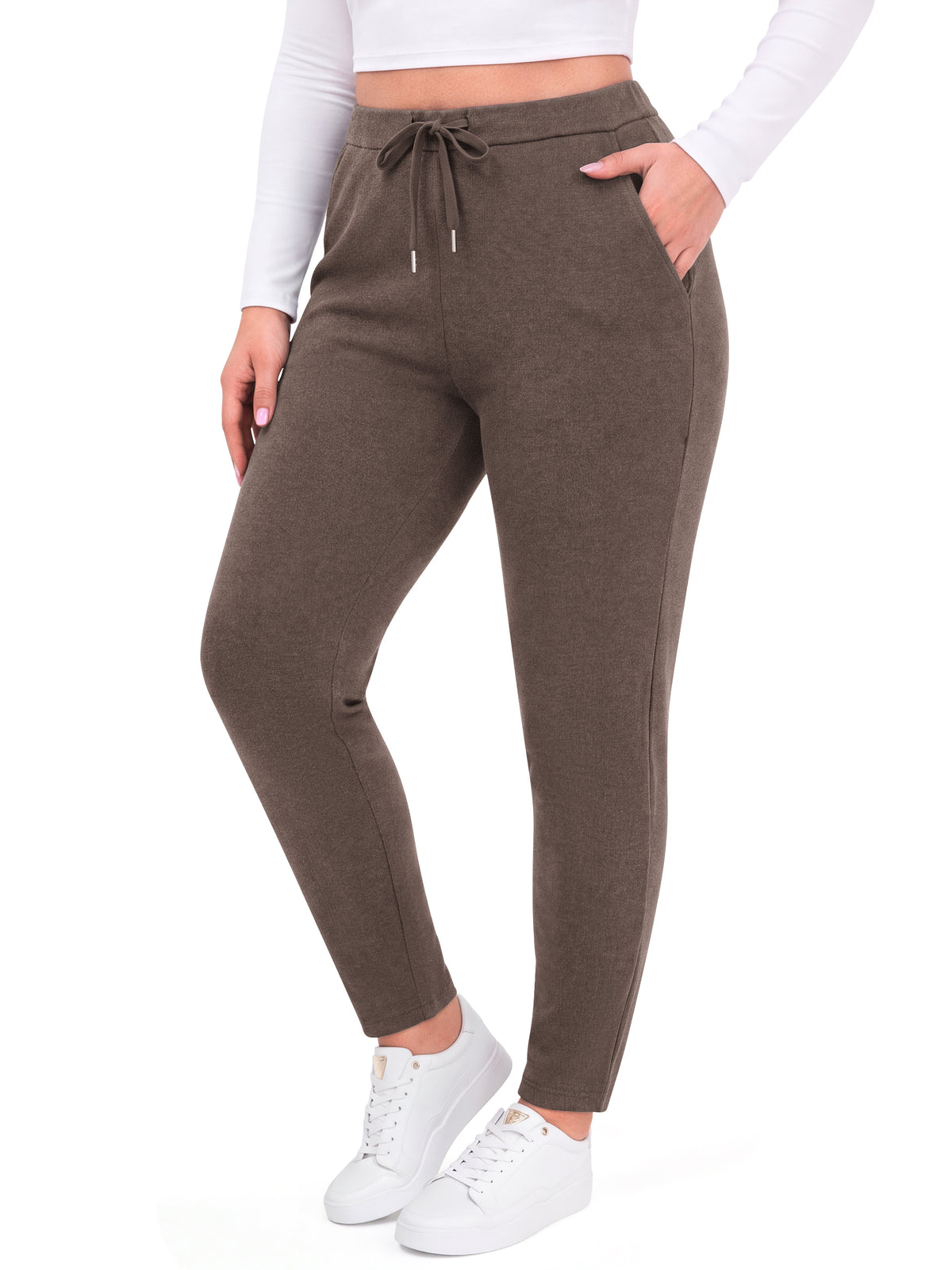 WellSize Plus Size Sweatpants for Women Fall Casual High Waisted Lounge Pants Athletic Drawstring Joggers with Pockets